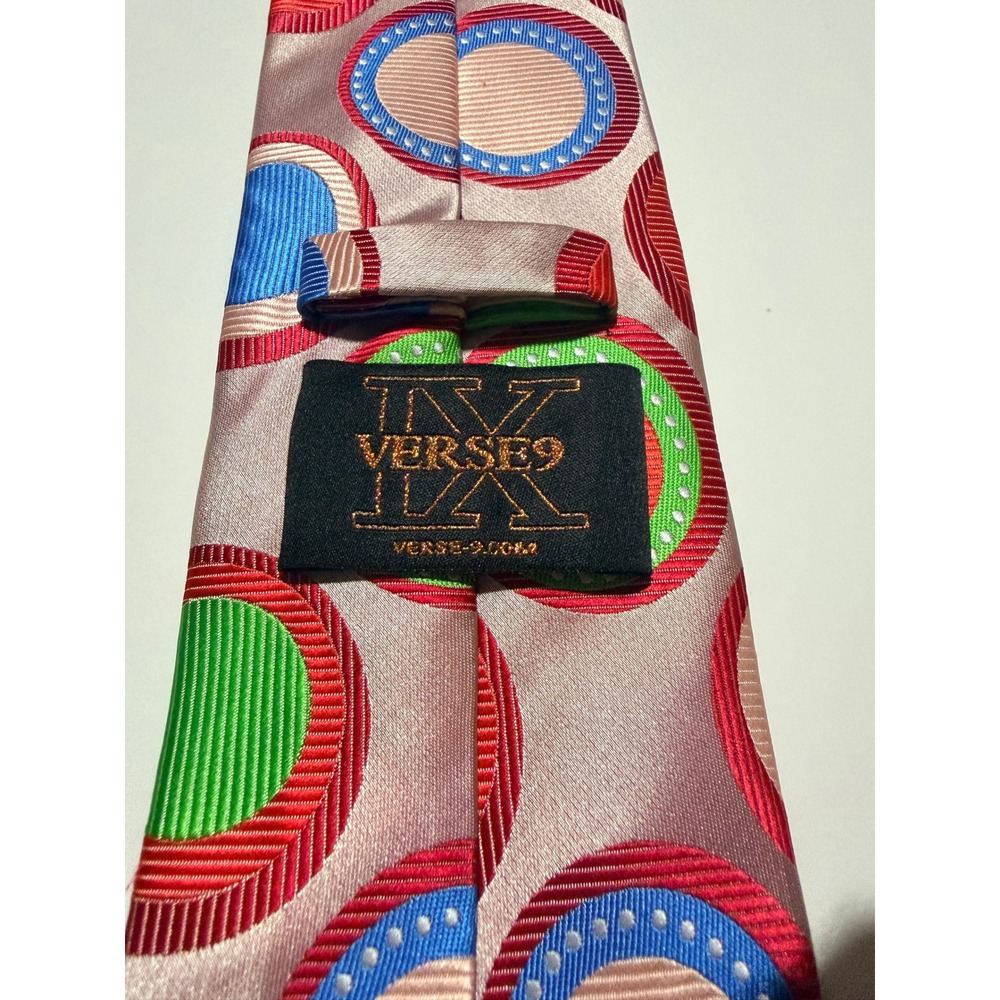 Verse 9 Silk Tie Textured Multicolor Geometric Circle Maurizio Design Statement - Picture 8 of 8